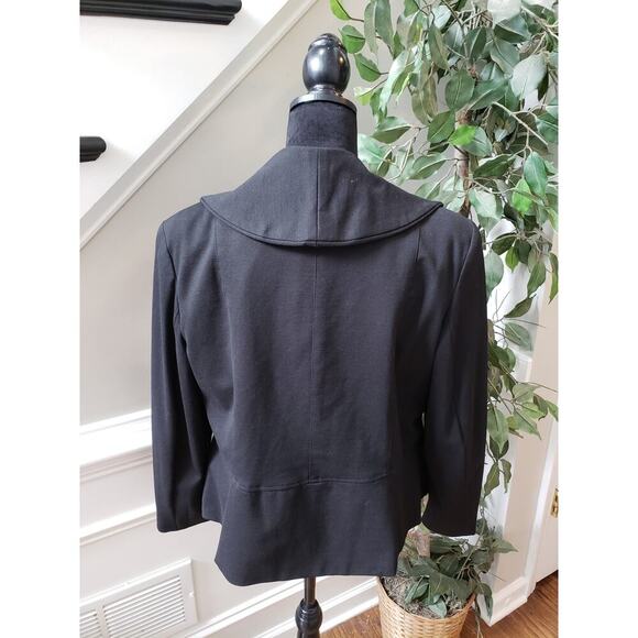 INC Black Ruffle Open Front Blazer Jacket 0X Women’s Draped Long Sleeve Stretch - Picture 8 of 12